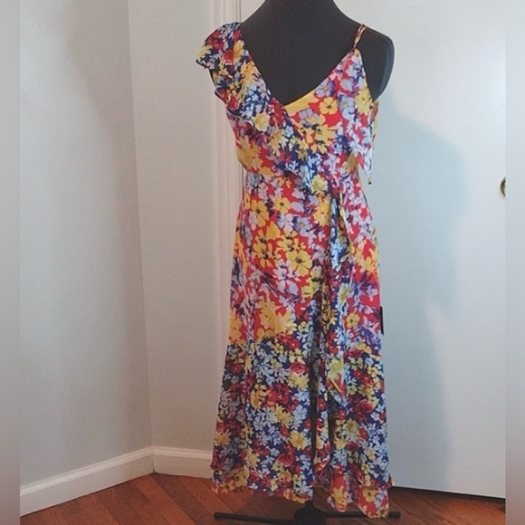 Lulu’s Radiant Ruby Red Floral Print Chiffon Maxi Dress - Picture 4 of 7